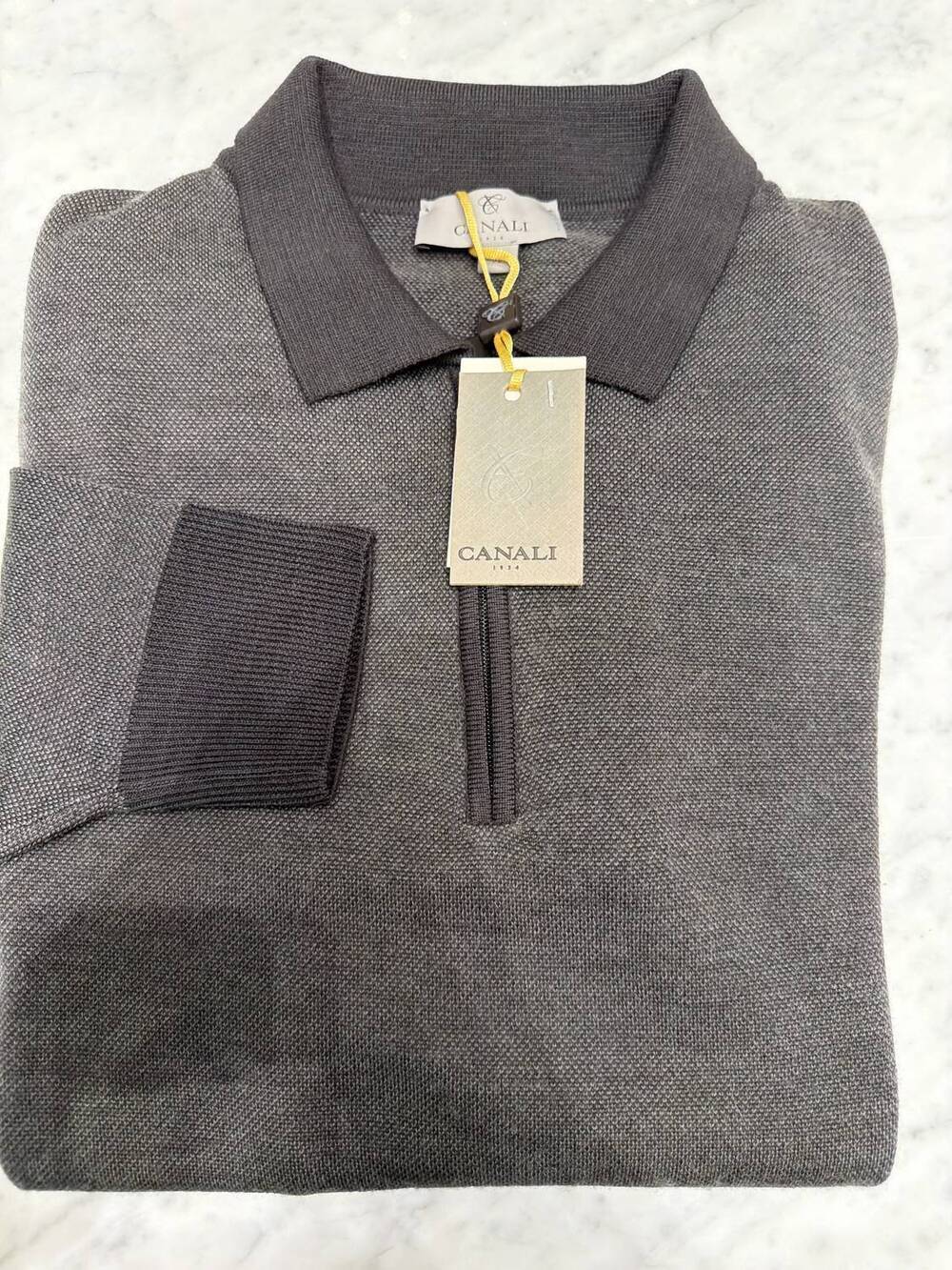 NEW CANALI men's quarter zip sweater in grey